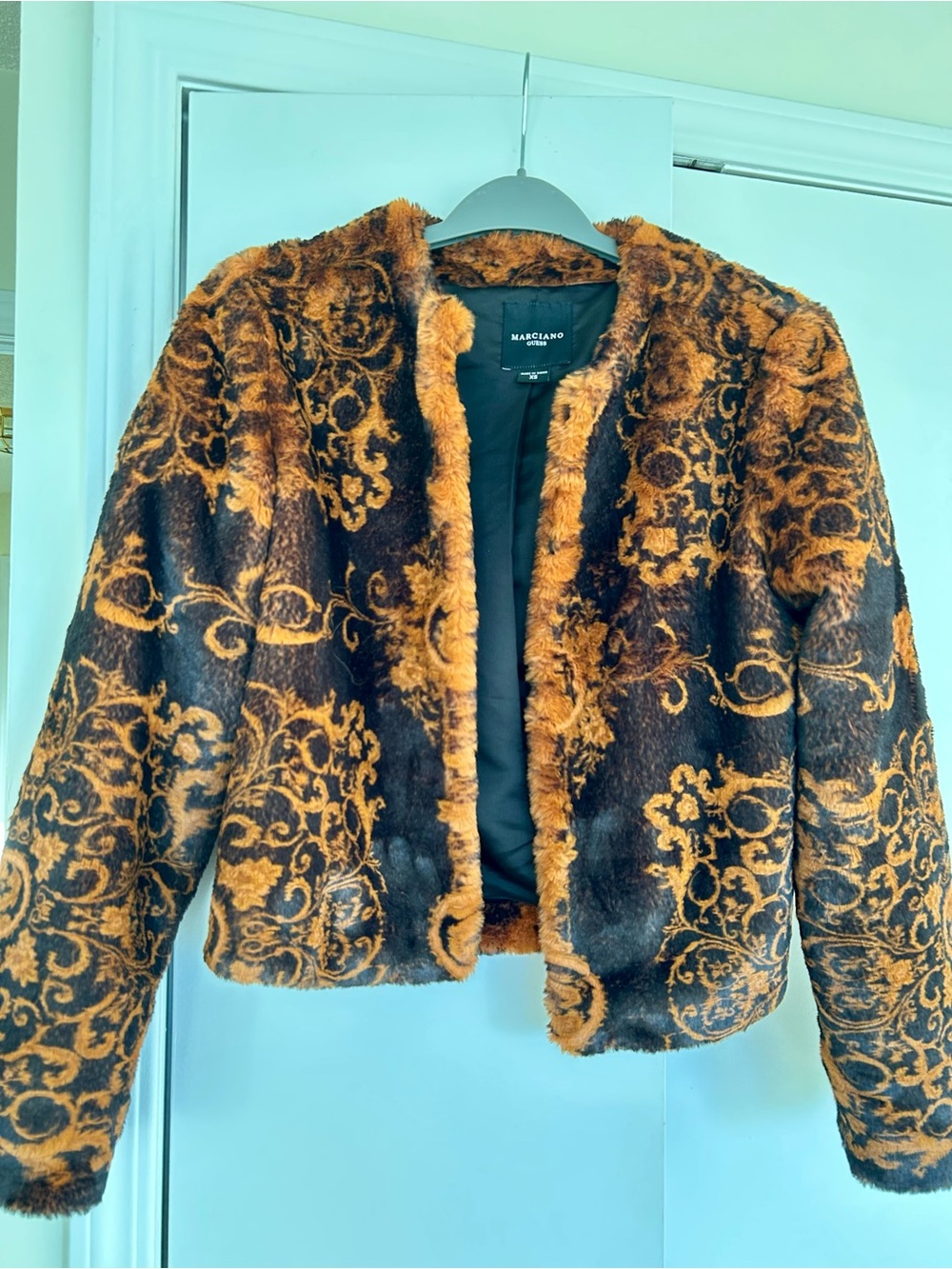 Marciano Brown & Tan Patterned Faux-Fur Jacket